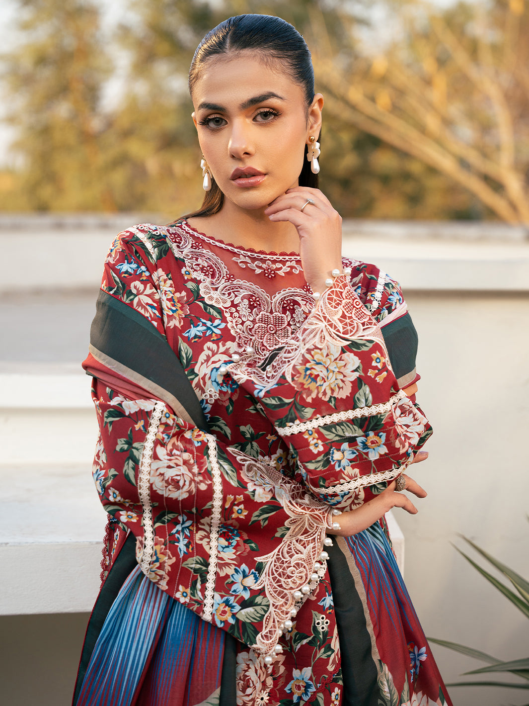 Bin Ilyas | Hazel Printed Lawn 25 | 2076 - B - Official Bin Ilyas - Agha Fabrics UK