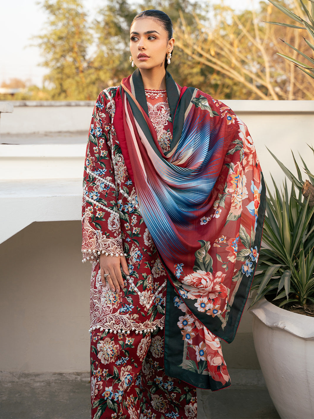 Bin Ilyas | Hazel Printed Lawn 25 | 2076 - B - Official Bin Ilyas - Agha Fabrics UK
