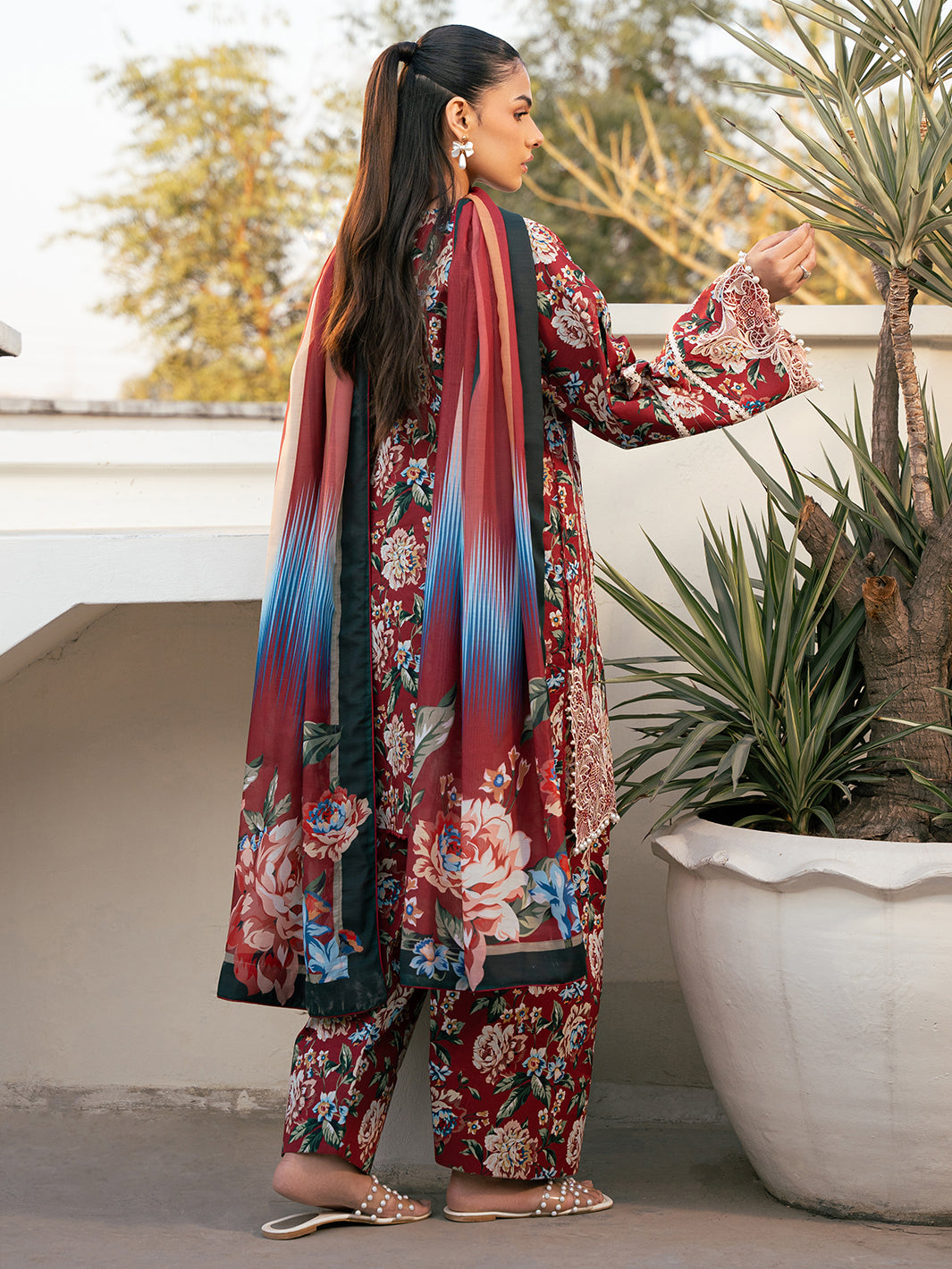 Bin Ilyas | Hazel Printed Lawn 25 | 2076 - B - Official Bin Ilyas - Agha Fabrics UK