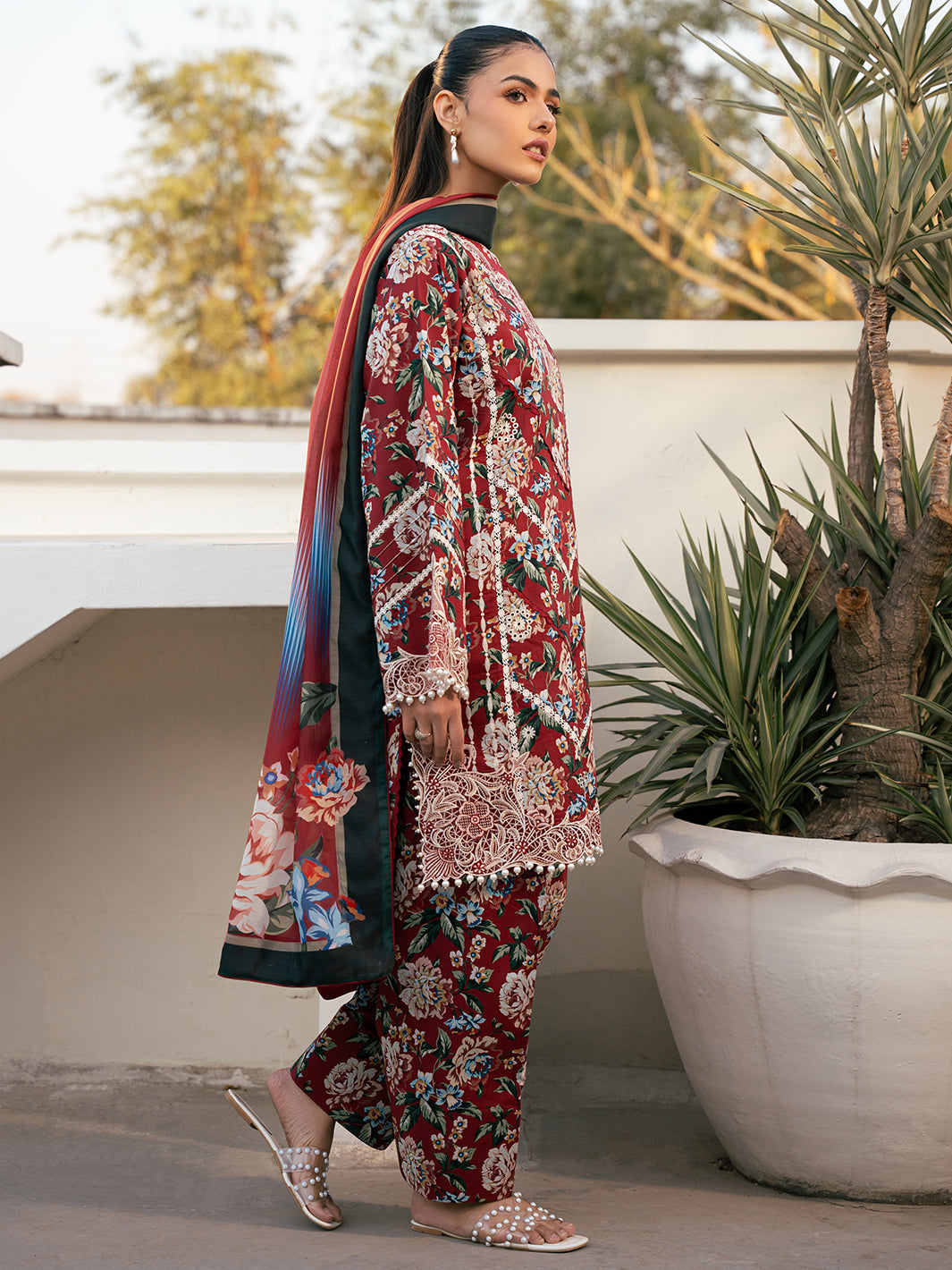 Bin Ilyas | Hazel Printed Lawn 25 | 2076 - B - Official Bin Ilyas - Agha Fabrics UK