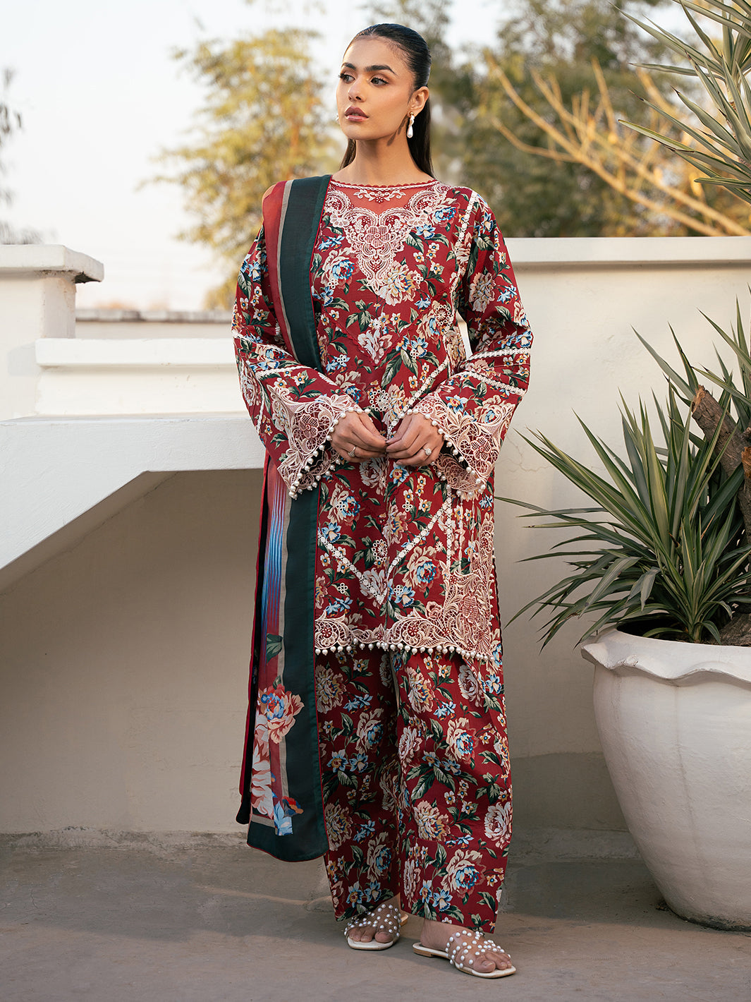 Bin Ilyas | Hazel Printed Lawn 25 | 2076 - B - Official Bin Ilyas - Agha Fabrics UK