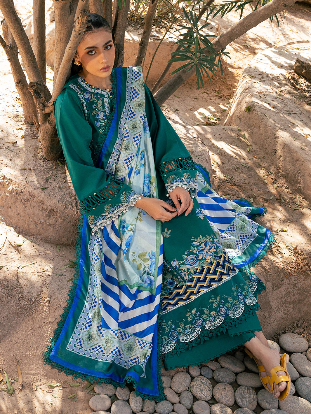 Bin Ilyas | Hazel Printed Lawn 25 | 2077 - A - Official Bin Ilyas - Agha Fabrics UK