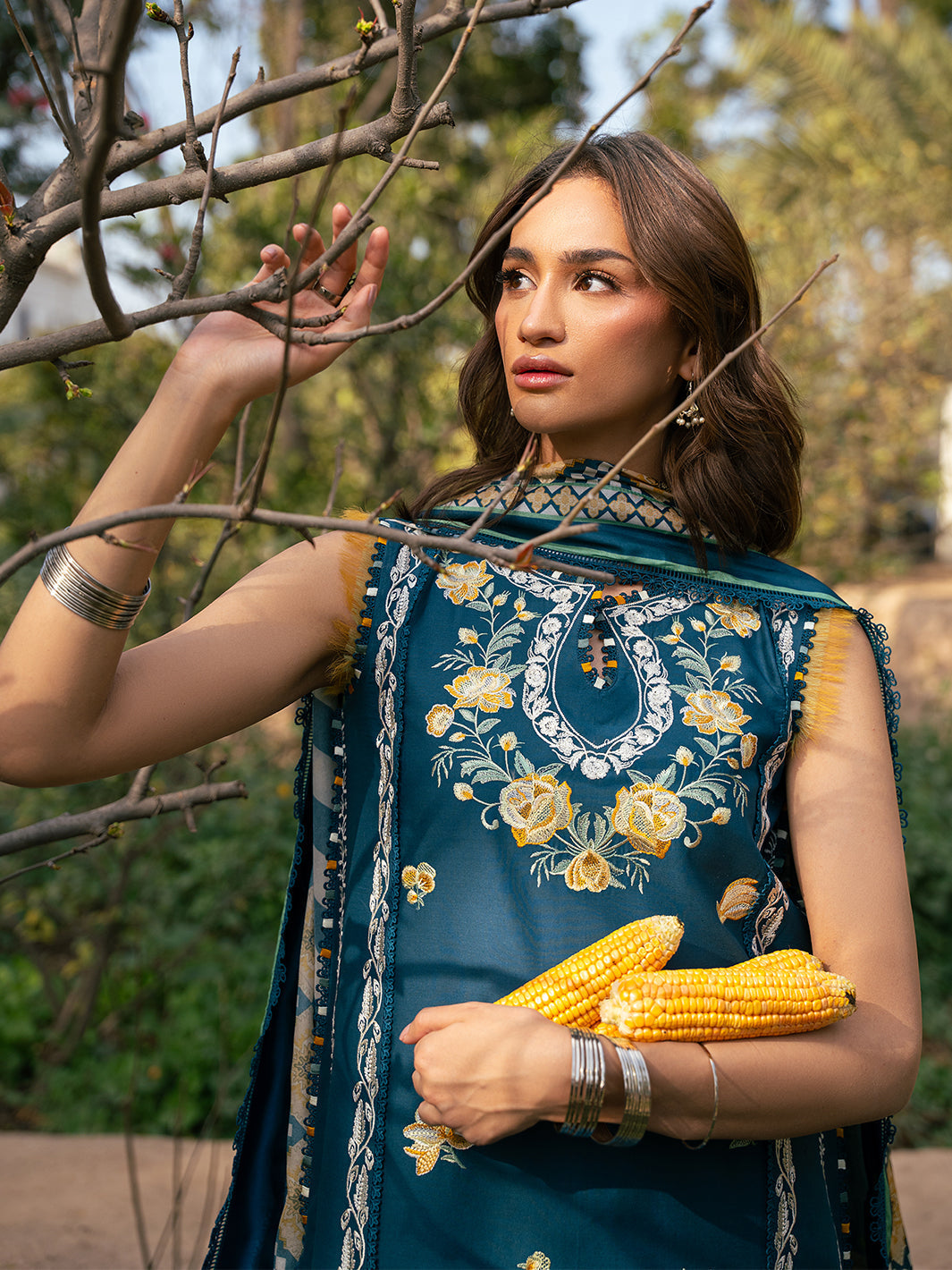 Bin Ilyas | Hazel Printed Lawn 25 | 2077 - B - Official Bin Ilyas - Agha Fabrics UK