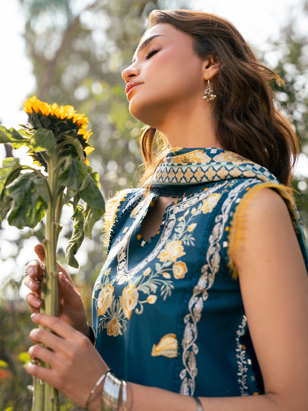 Bin Ilyas | Hazel Printed Lawn 25 | 2077 - B - Official Bin Ilyas - Agha Fabrics UK