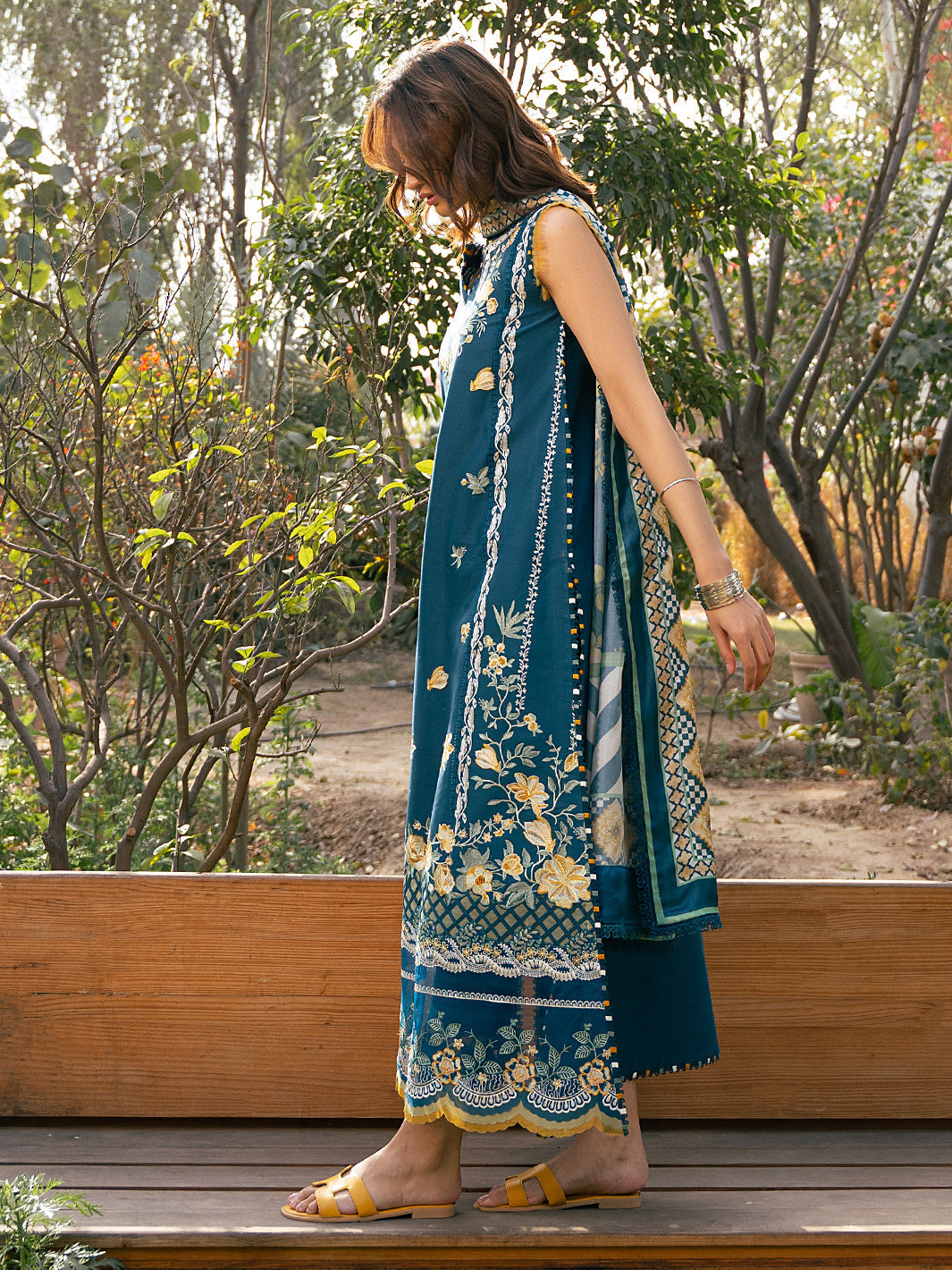 Bin Ilyas | Hazel Printed Lawn 25 | 2077 - B - Official Bin Ilyas - Agha Fabrics UK