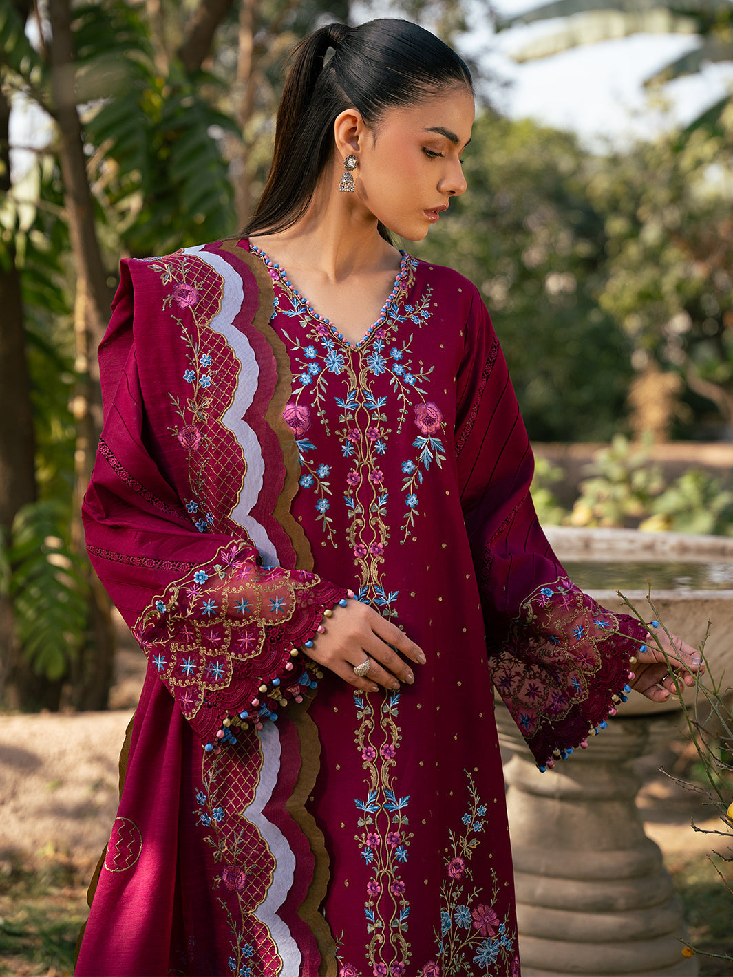 Bin Ilyas | Hazel Printed Lawn 25 | 2078 - A - Official Bin Ilyas - Agha Fabrics UK