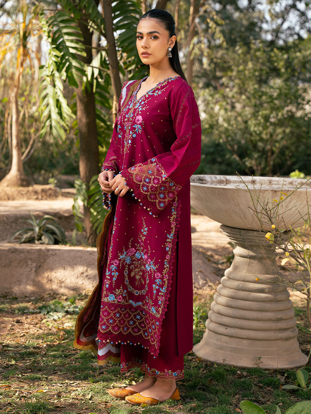 Bin Ilyas | Hazel Printed Lawn 25 | 2078 - A - Official Bin Ilyas - Agha Fabrics UK