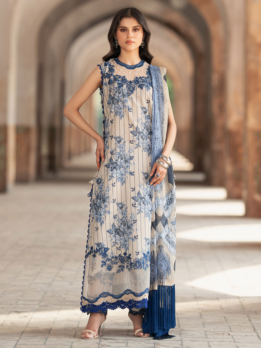 Bin Ilyas | Naqsh Naaz Luxury Lawn 25 | 2087 - A - Official Bin Ilyas - Agha Fabrics UK