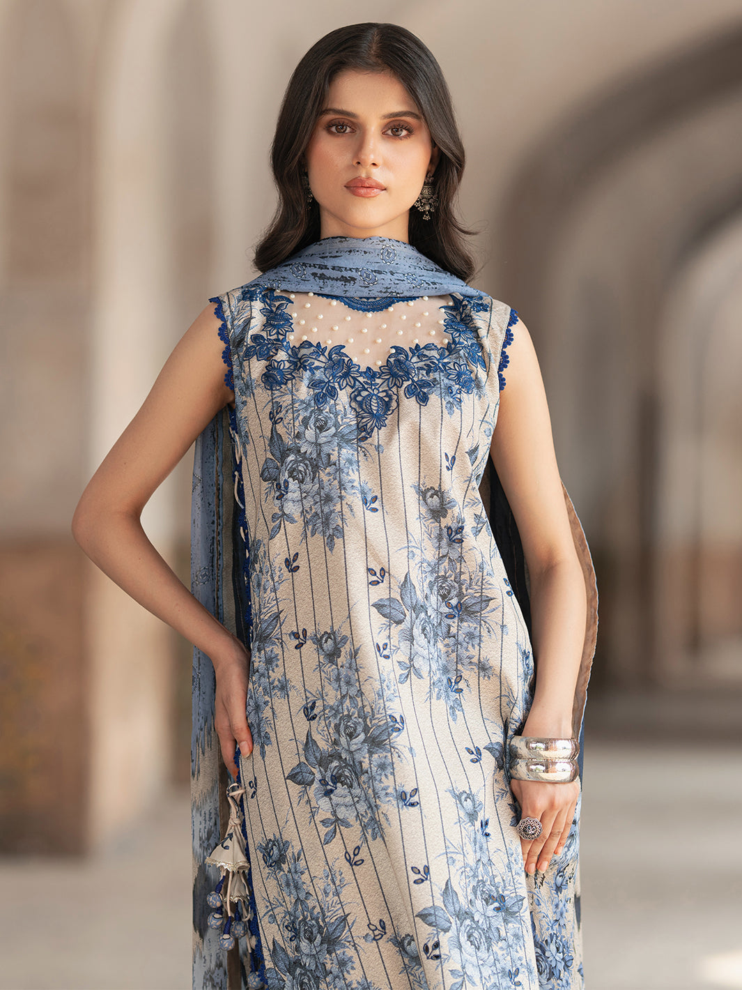 Bin Ilyas | Naqsh Naaz Luxury Lawn 25 | 2087 - A - Official Bin Ilyas - Agha Fabrics UK