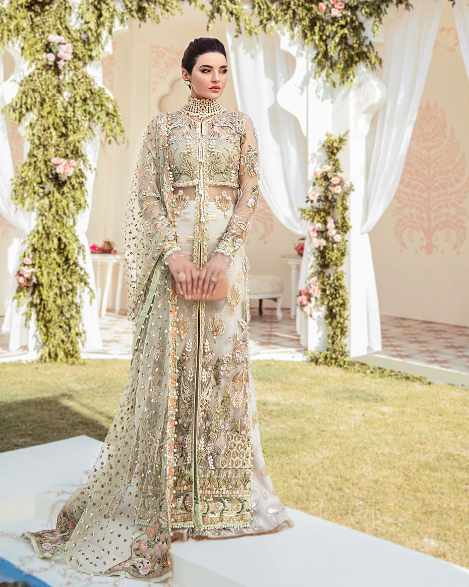 Gulaal | Wedding Formals | Cher Embroidered Net 3-Piece Suit WS-04 - Official Gulaal - Agha Fabrics UK
