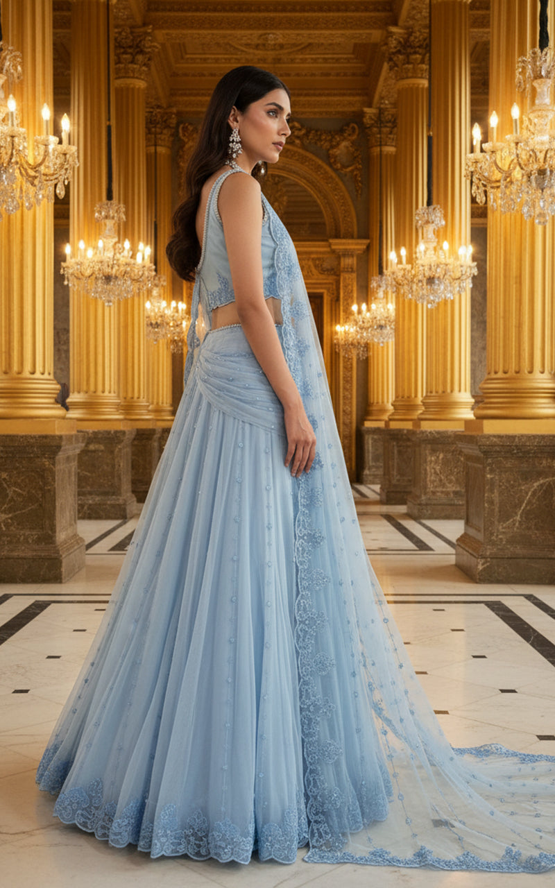 Threads and Motifs | Formal Dresses 25 | Embroidered Blouse With Skirt Saree