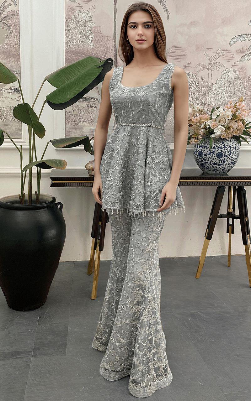 Threads and Motifs | Formal Dresses 25 | Net Embroidered Peplum