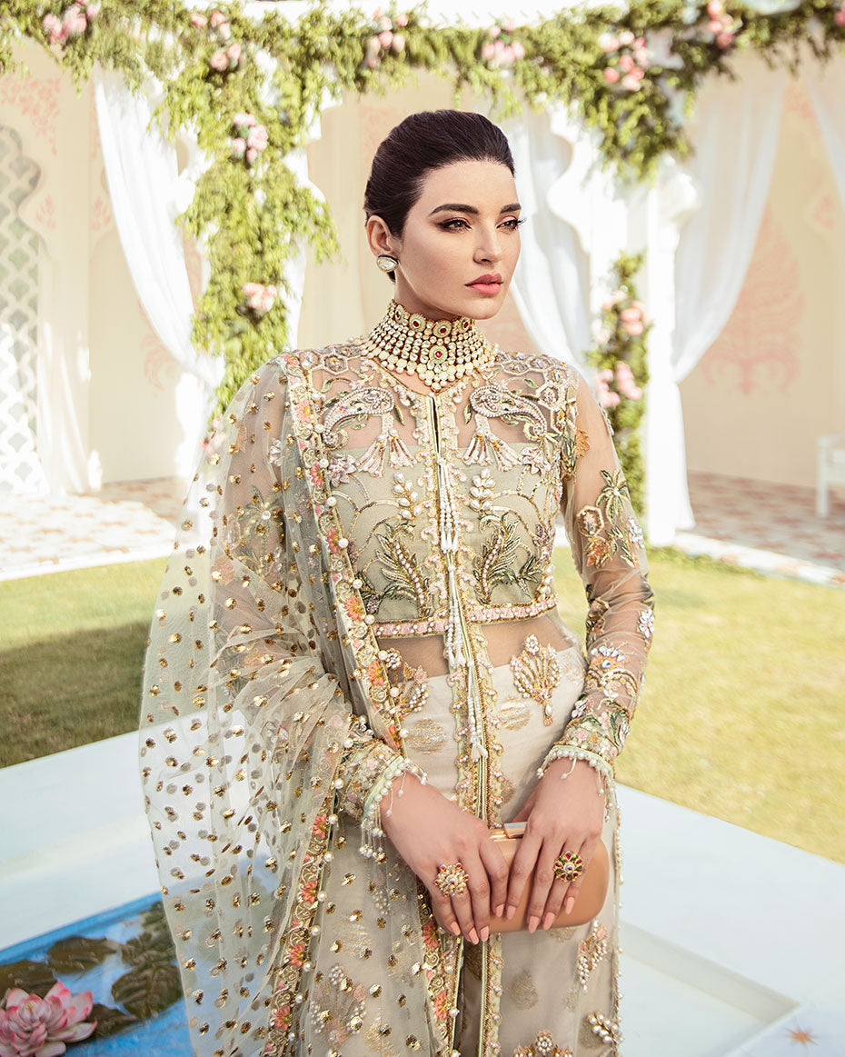 Gulaal | Wedding Formals | Cher Embroidered Net 3-Piece Suit WS-04 - Official Gulaal - Agha Fabrics UK