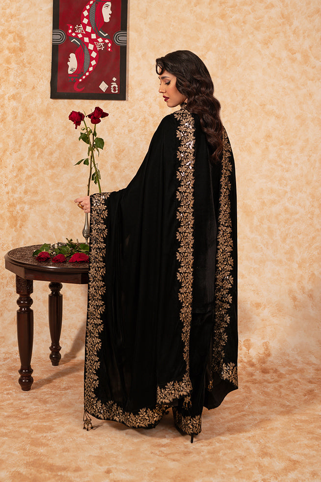Fozia Khalid | Velvet Deck | Ebony - Official Fozia Khalid - Agha Fabrics UK