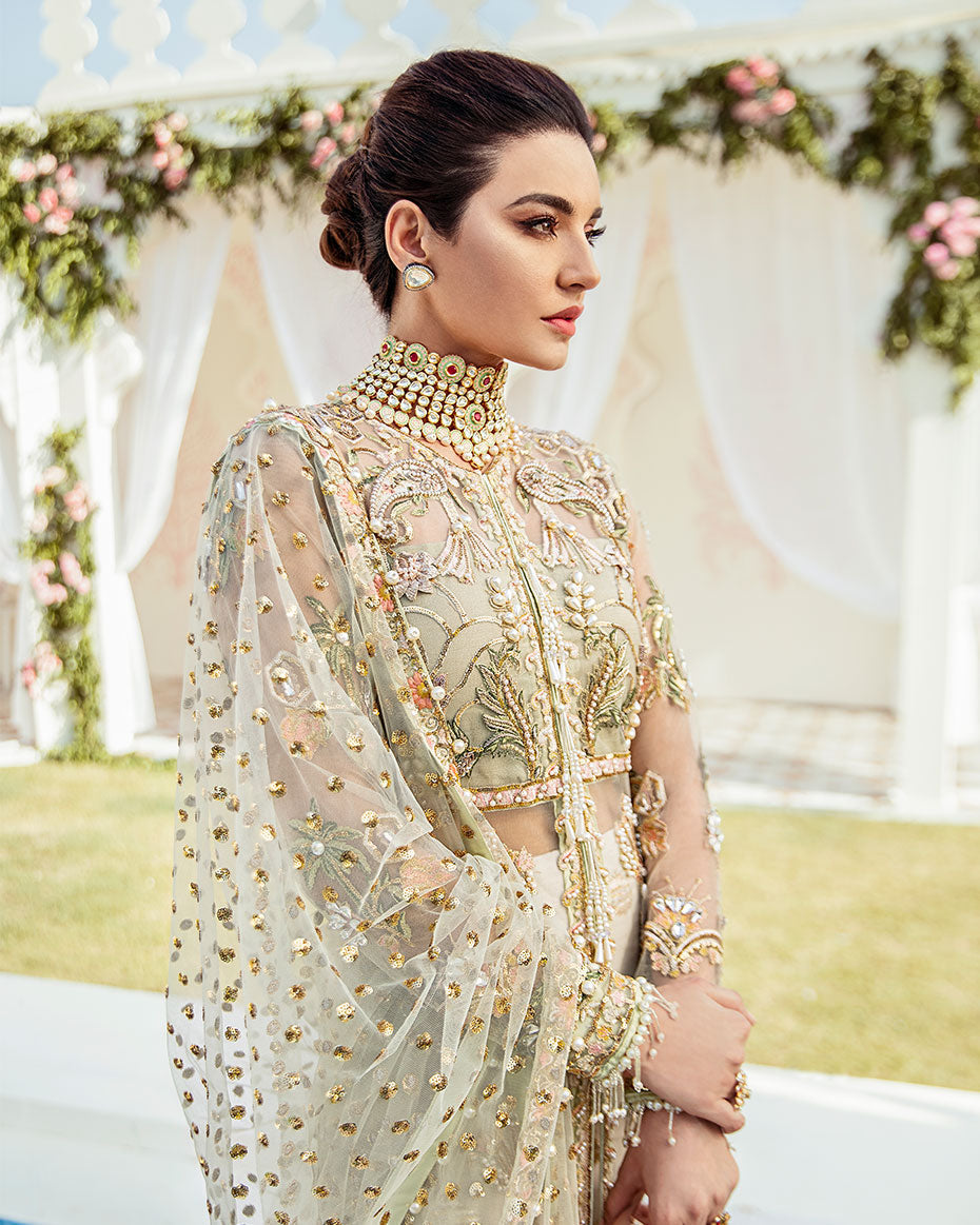 Gulaal | Wedding Formals | Cher Embroidered Net 3-Piece Suit WS-04 - Official Gulaal - Agha Fabrics UK
