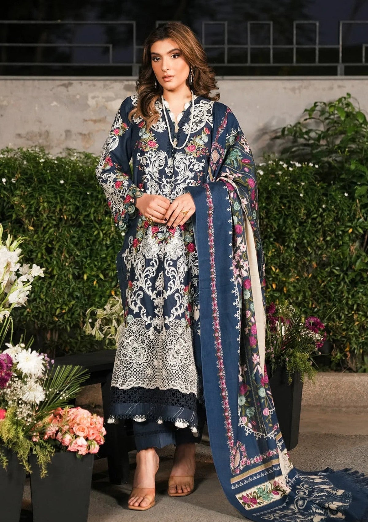 Winter Collection - Elaf Premium - Pashmina Shawl 24 - EPW-6B Moonlit Promises - Official Elaf Premium - Agha Fabrics UK