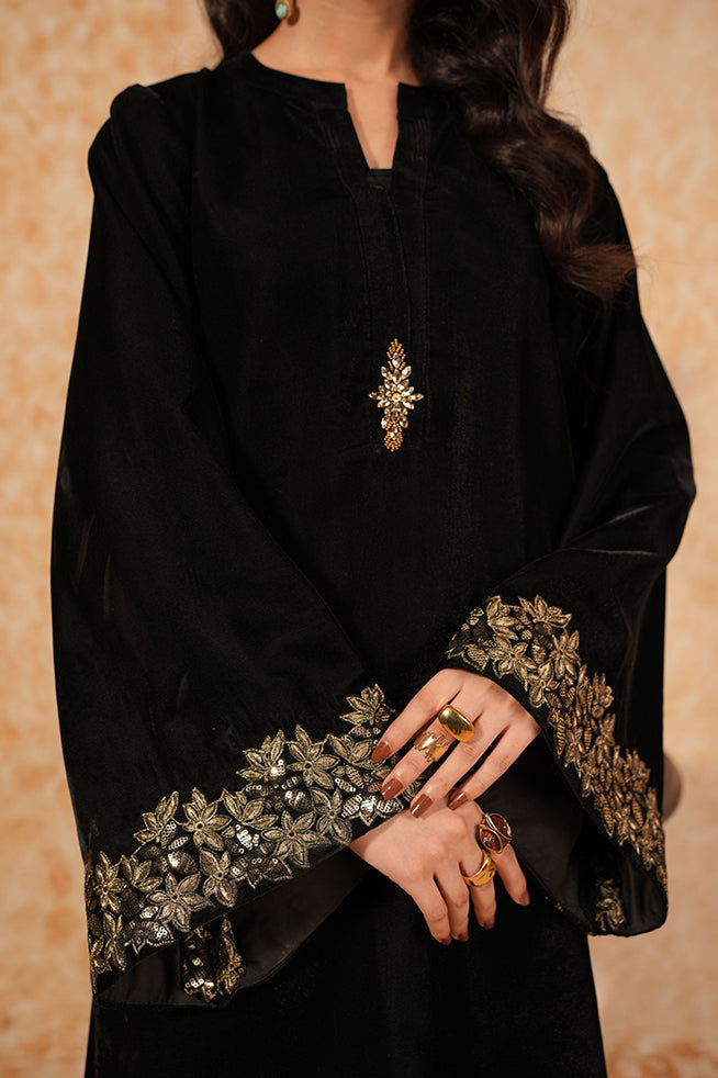 Fozia Khalid | Velvet Deck | Ebony - Official Fozia Khalid - Agha Fabrics UK