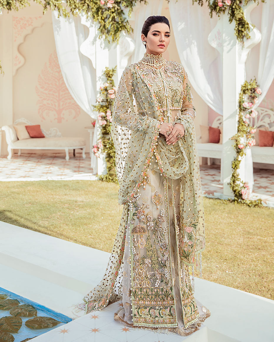 Gulaal | Wedding Formals | Cher Embroidered Net 3-Piece Suit WS-04 - Official Gulaal - Agha Fabrics UK