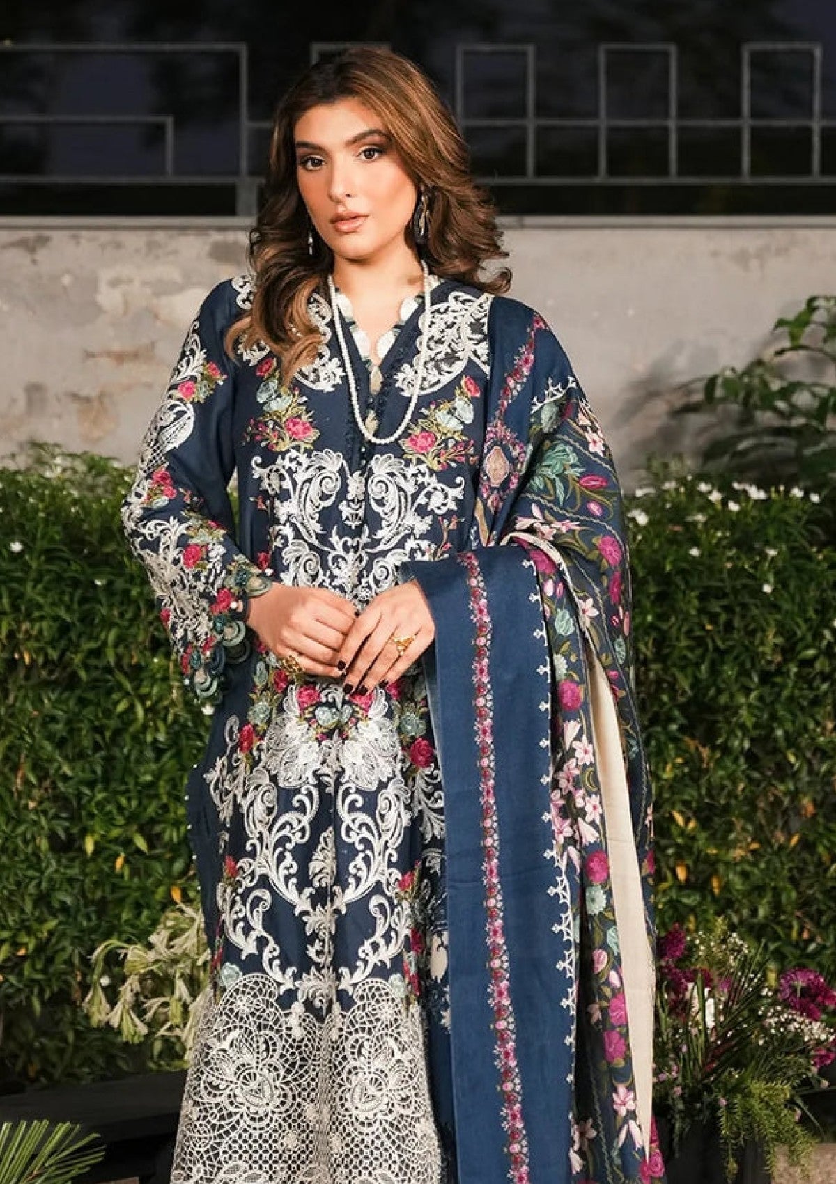 Winter Collection - Elaf Premium - Pashmina Shawl 24 - EPW-6B Moonlit Promises - Official Elaf Premium - Agha Fabrics UK