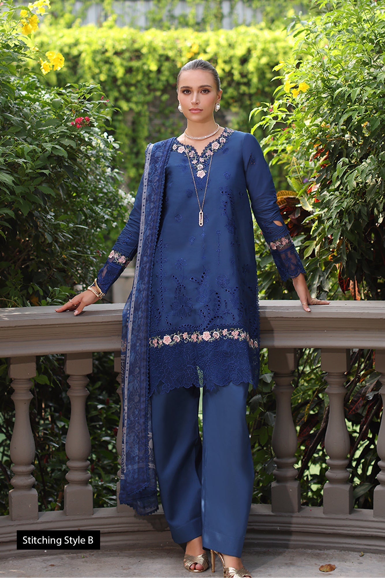 Noor by Saadia Asad | Eid Luxury Schiffli Laserkari 25 | D10- Royal Blue