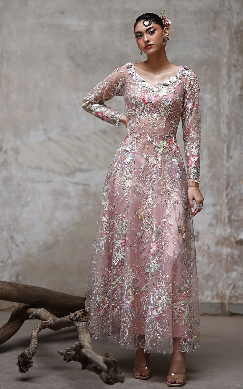 Threads and Motifs | Formal Dresses 25 | Net Embroidered Dress