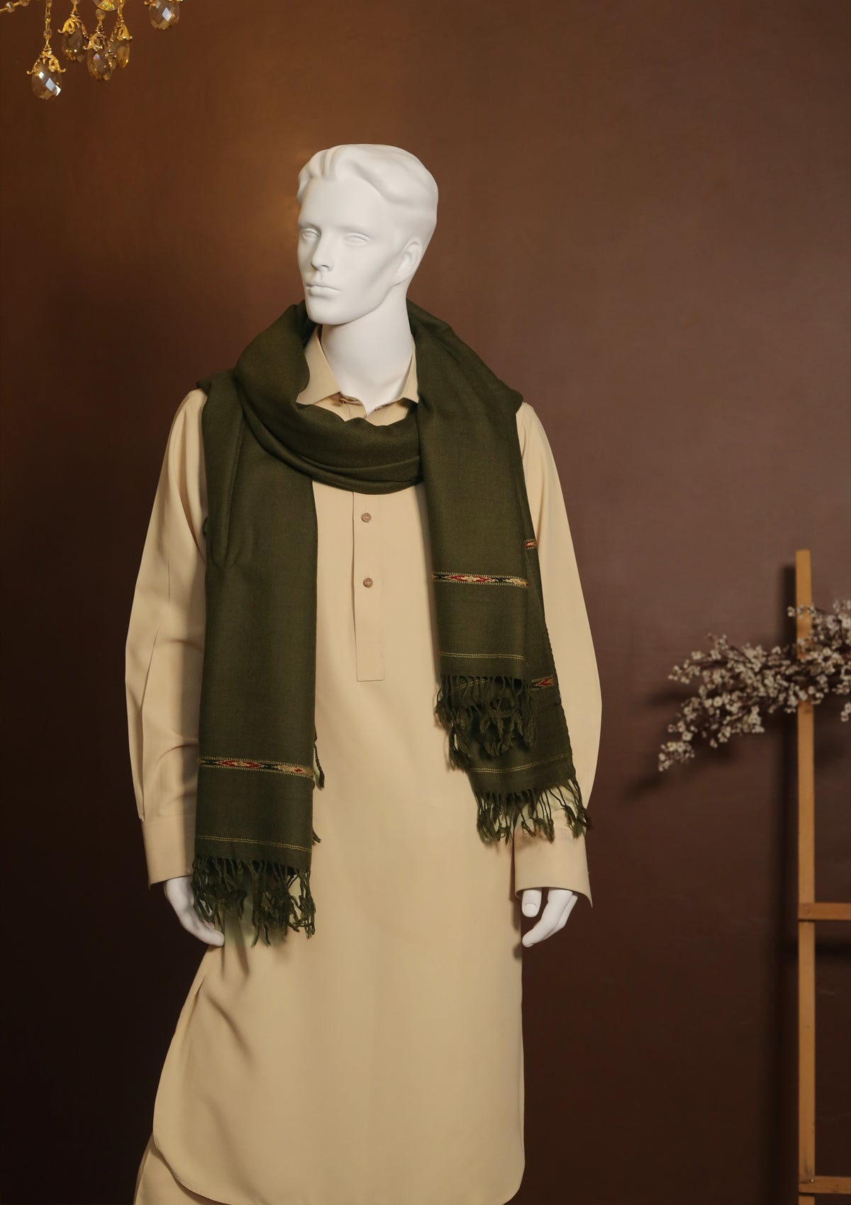 Men Shawls - Wool Shawls - D#215 - Mehendi