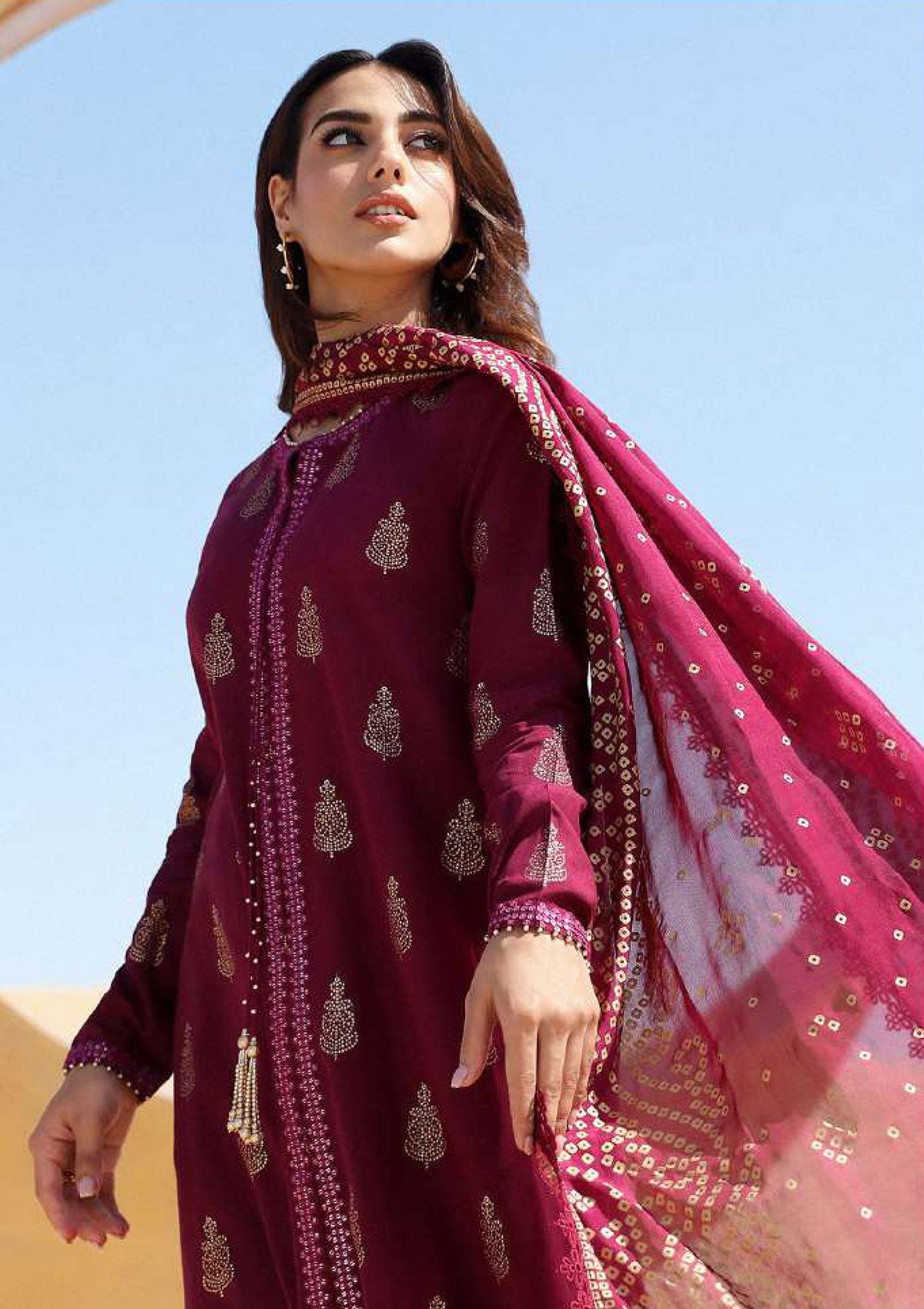 Lawn Collection - Cross Stitch - Eid Lawn 2 - SL24#06 - Crimson Aura