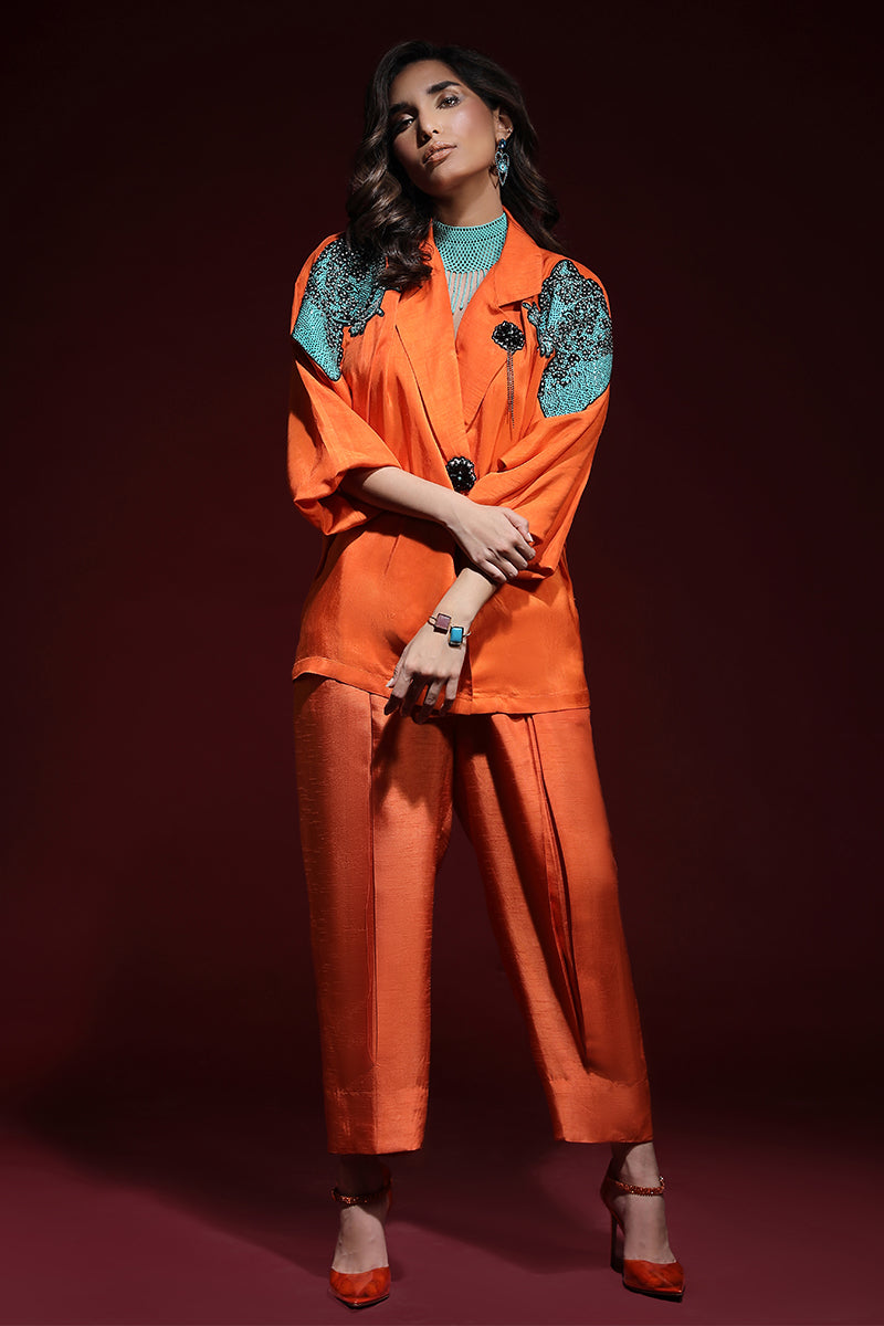 Wardha Saleem | Luxury Pret Fusion Wear | PANTHERA (ORANGE) CORD-SET (2PC)