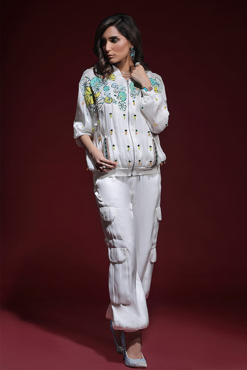 Wardha Saleem | Luxury Pret Fusion Wear | ZARA BOMBER JACKET WITH CARGO PANTS (2PC) - Official Wardha Saleem - Agha Fabrics UK