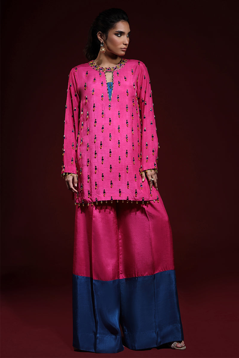 Wardha Saleem | Luxury Pret Fusion Wear | LUXURA (HOT PINK) CORD-SET (2PC)