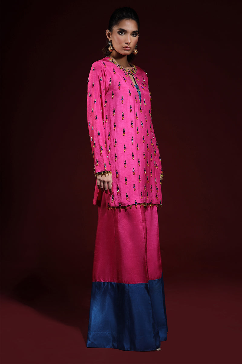 Wardha Saleem | Luxury Pret Fusion Wear | LUXURA (HOT PINK) CORD-SET (2PC)
