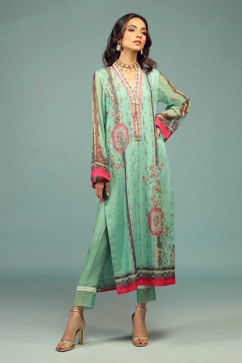 Wardha Saleem | Luxury Pret Traditional Wear | CHANDNI SHIRT WITH DUPATTA ( 2 PC) - Official Wardha Saleem - Agha Fabrics UK