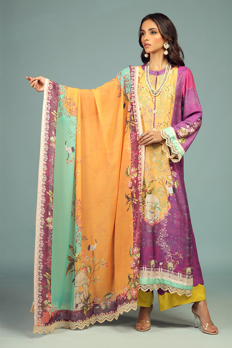 Wardha Saleem | Luxury Pret Traditional Wear | JHAROKA SHIRT WITH DUPATTA ( 2 PC) - Official Wardha Saleem - Agha Fabrics UK