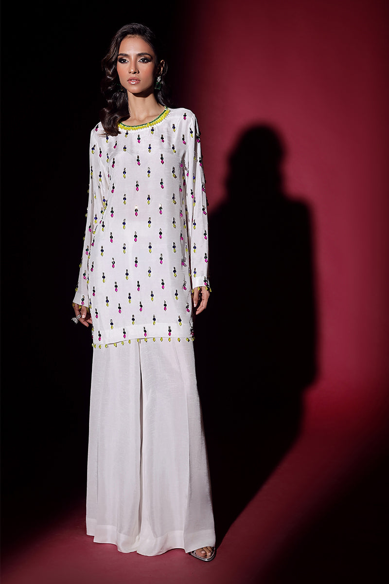 Wardha Saleem | Luxury Pret Fusion Wear | LUXURA (WHITE) CORD-SET (2PC)
