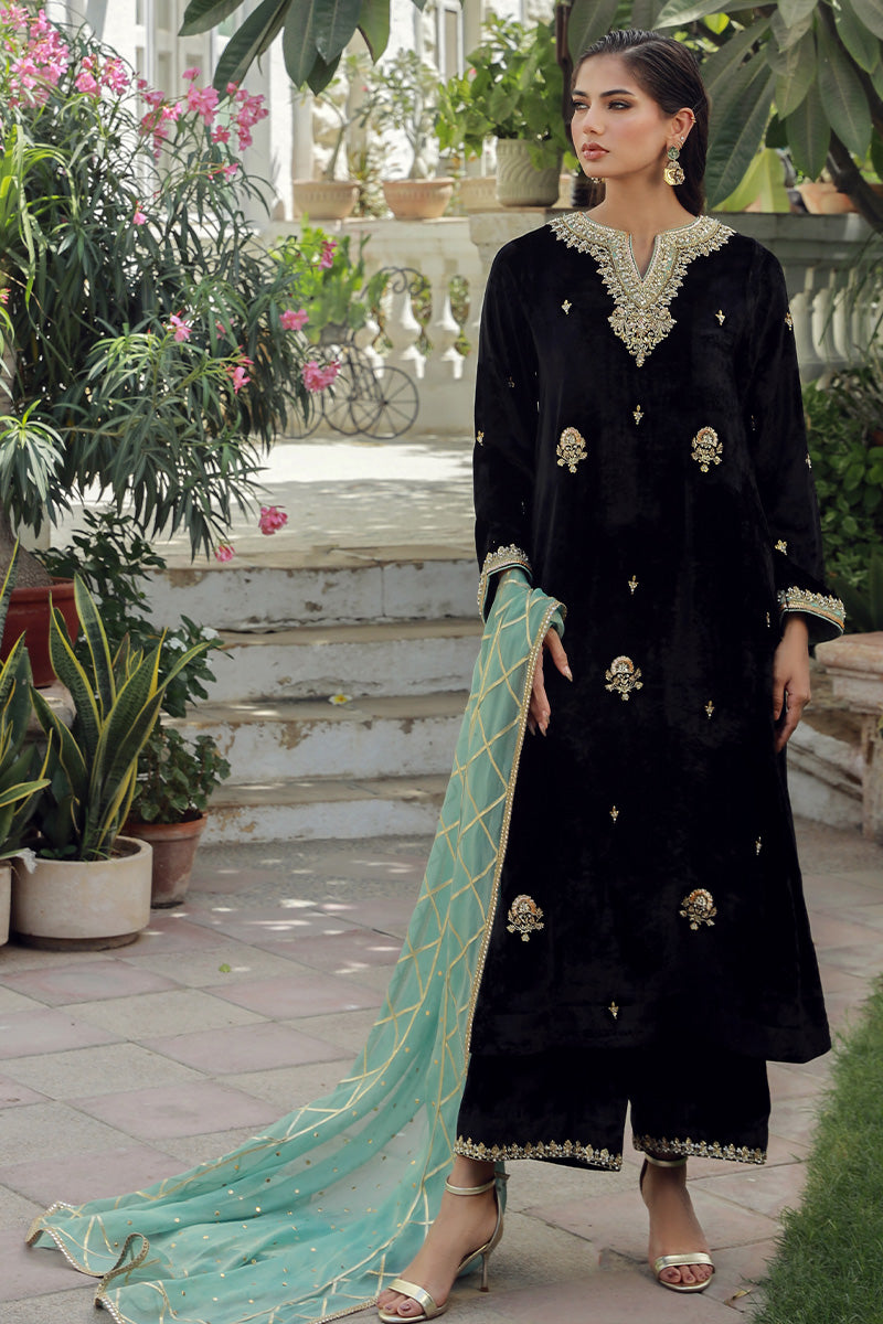 Sana Abbas | Velvet Formals | BLACK JADE - Official Sana Abbas - Agha Fabrics UK