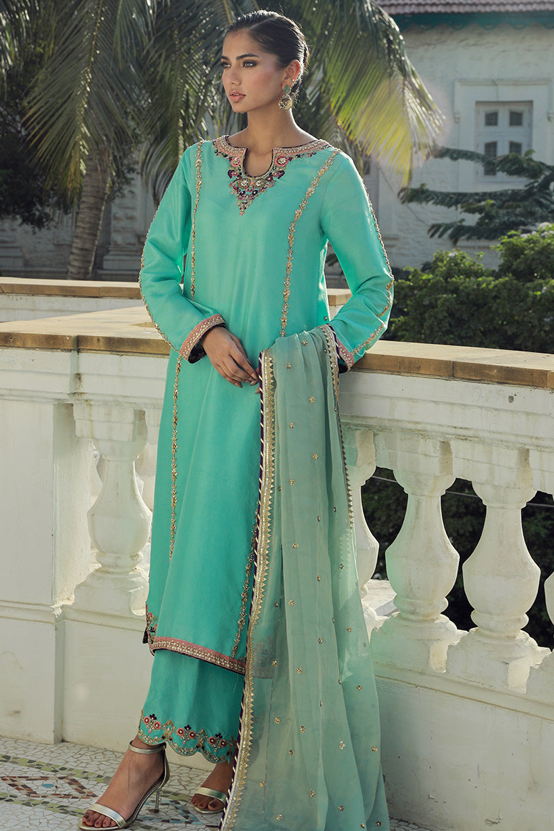 Sana Abbas | Velvet Formals | AQUAMARINE - Official Sana Abbas - Agha Fabrics UK