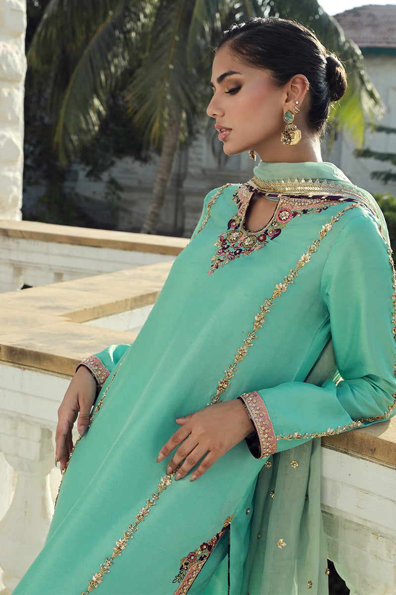 Sana Abbas | Velvet Formals | AQUAMARINE - Official Sana Abbas - Agha Fabrics UK