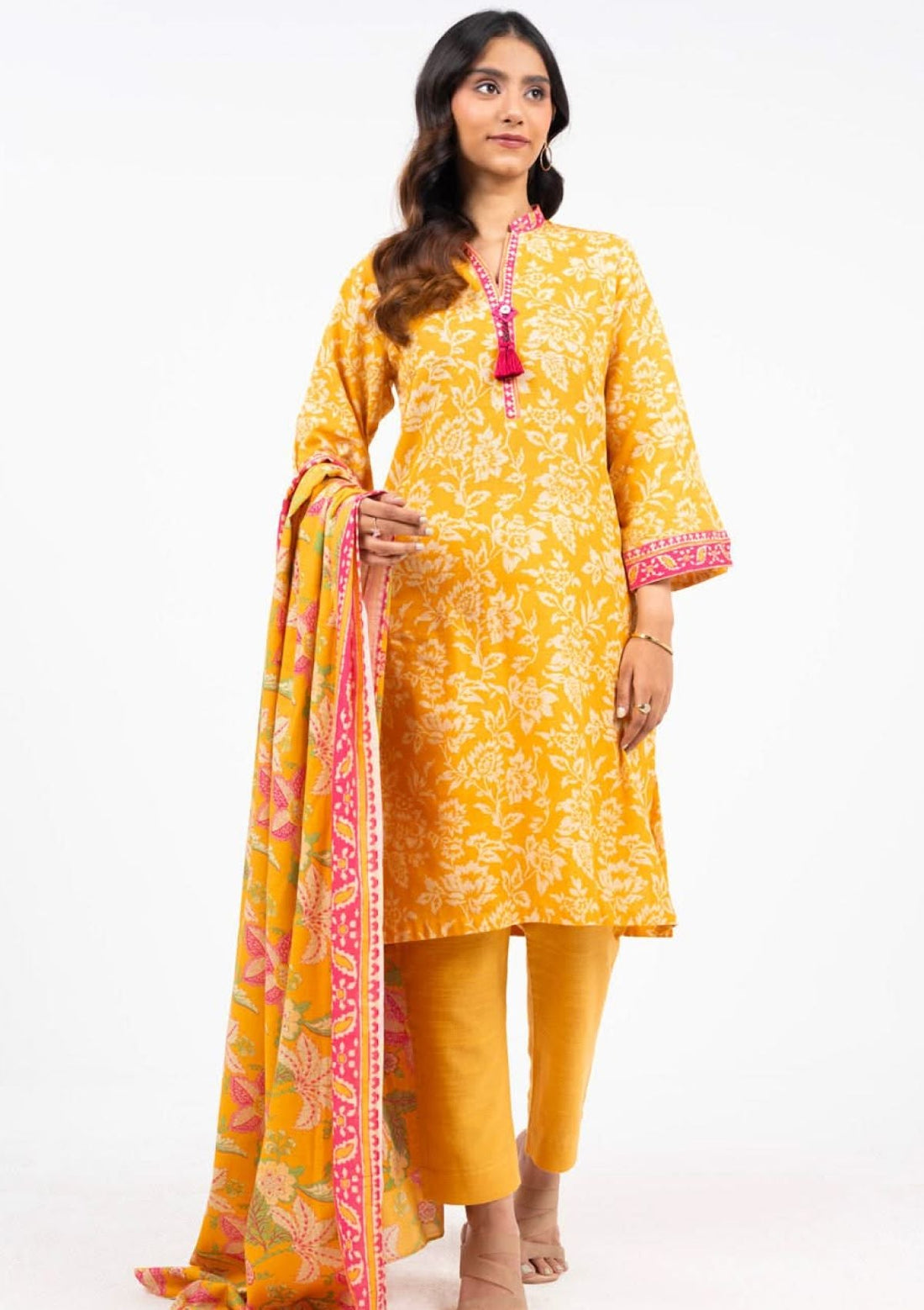 Winter Collection - Al Karam - Unstitched 24 - FW-23.1-24-YELLOW - Official Al Karam - Agha Fabrics UK