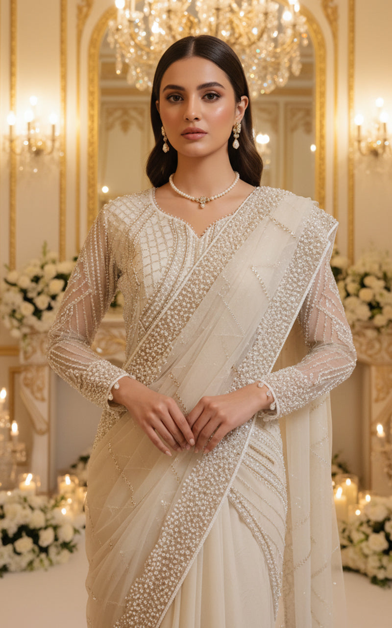 Threads and Motifs | Formal Dresses 25 | Net Embroidered Saree