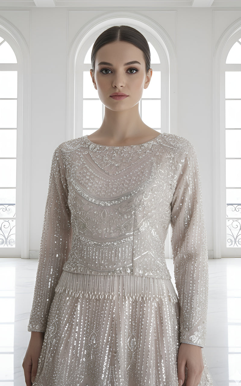 Threads and Motifs | Formal Dresses 25 | Net Embroidered Blouse With Lehenga