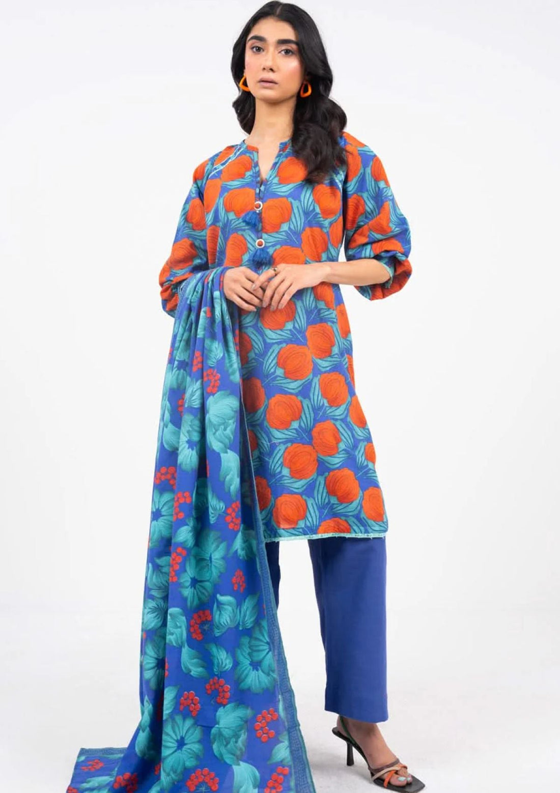 Winter Collection - Al Karam - Unstitched 24 - FW-24-24-BLUE - Official Al Karam - Agha Fabrics UK