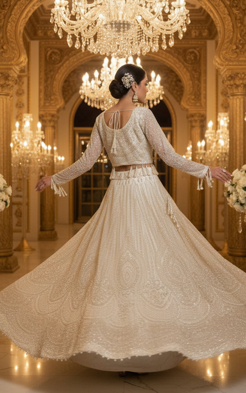 Threads and Motifs | Formal Dresses 25 | Net Embroidered Blouse and Lehenga