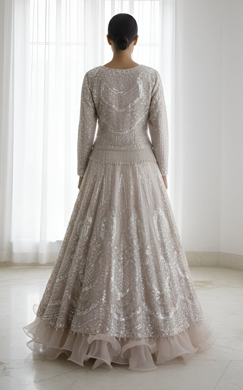 Threads and Motifs | Formal Dresses 25 | Net Embroidered Blouse With Lehenga