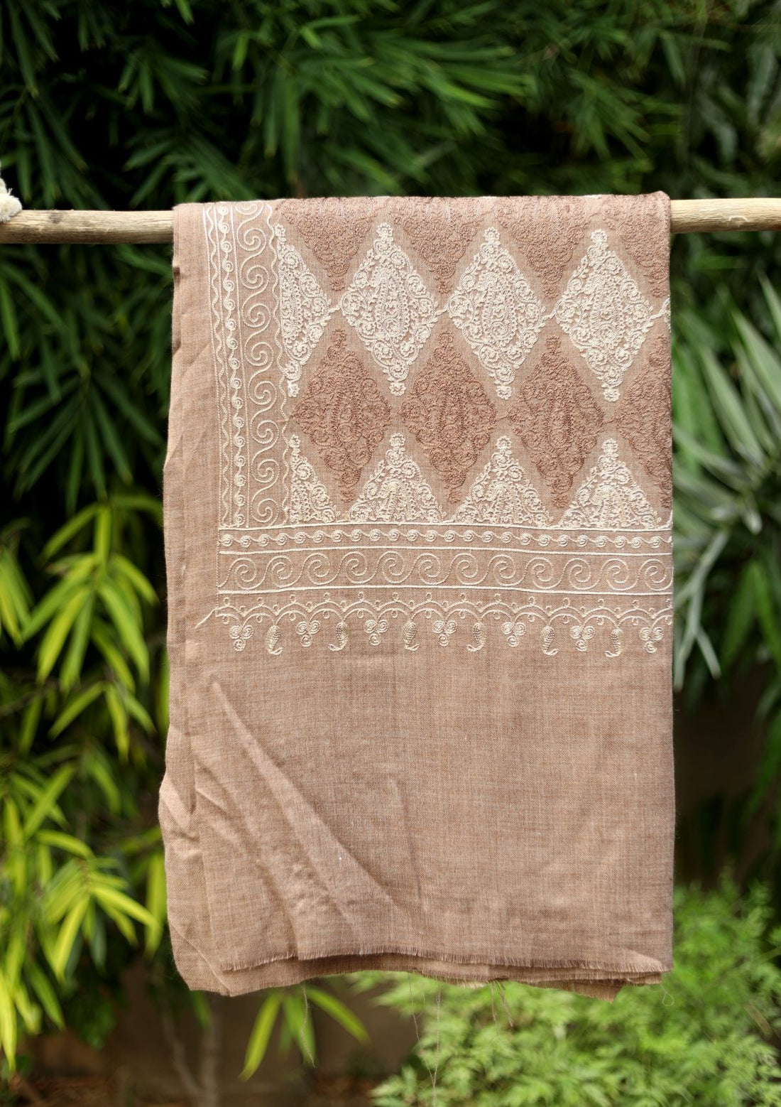 Ari Work Wool Shawl D - 58 - D Brown - Official Shawls Niche - Agha Fabrics UK