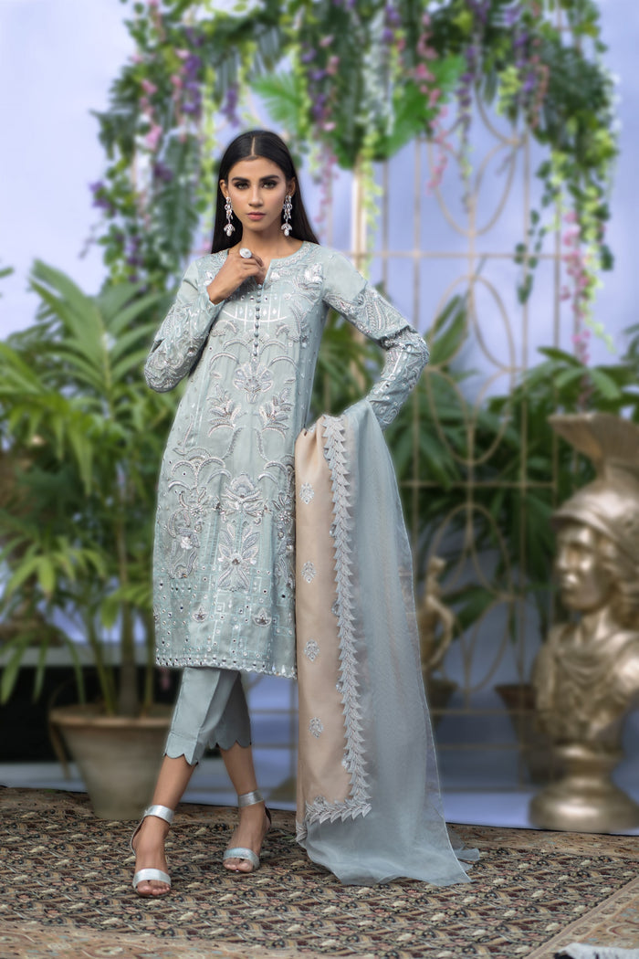 Wahaj M.Khan | Nureh Wedding Formals | Grey Straight Shirt and Pant