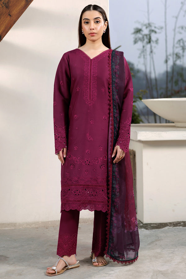 Farasha | Summer Weaves Embroidered Lawn | Garnet Passion