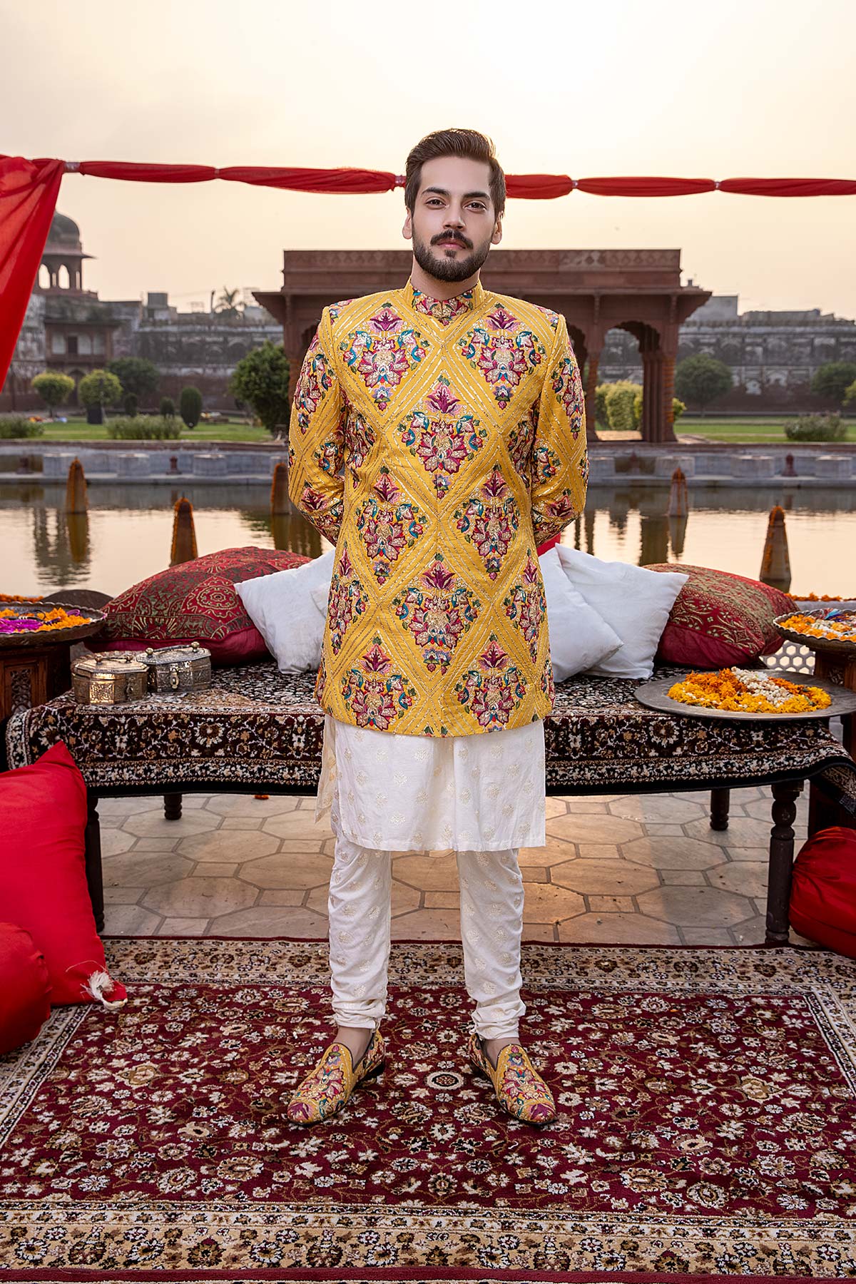 Pakistani Menswear | Mina Kashif | Sherwani D-16 - Official Agha Fabrics - Agha Fabrics UK