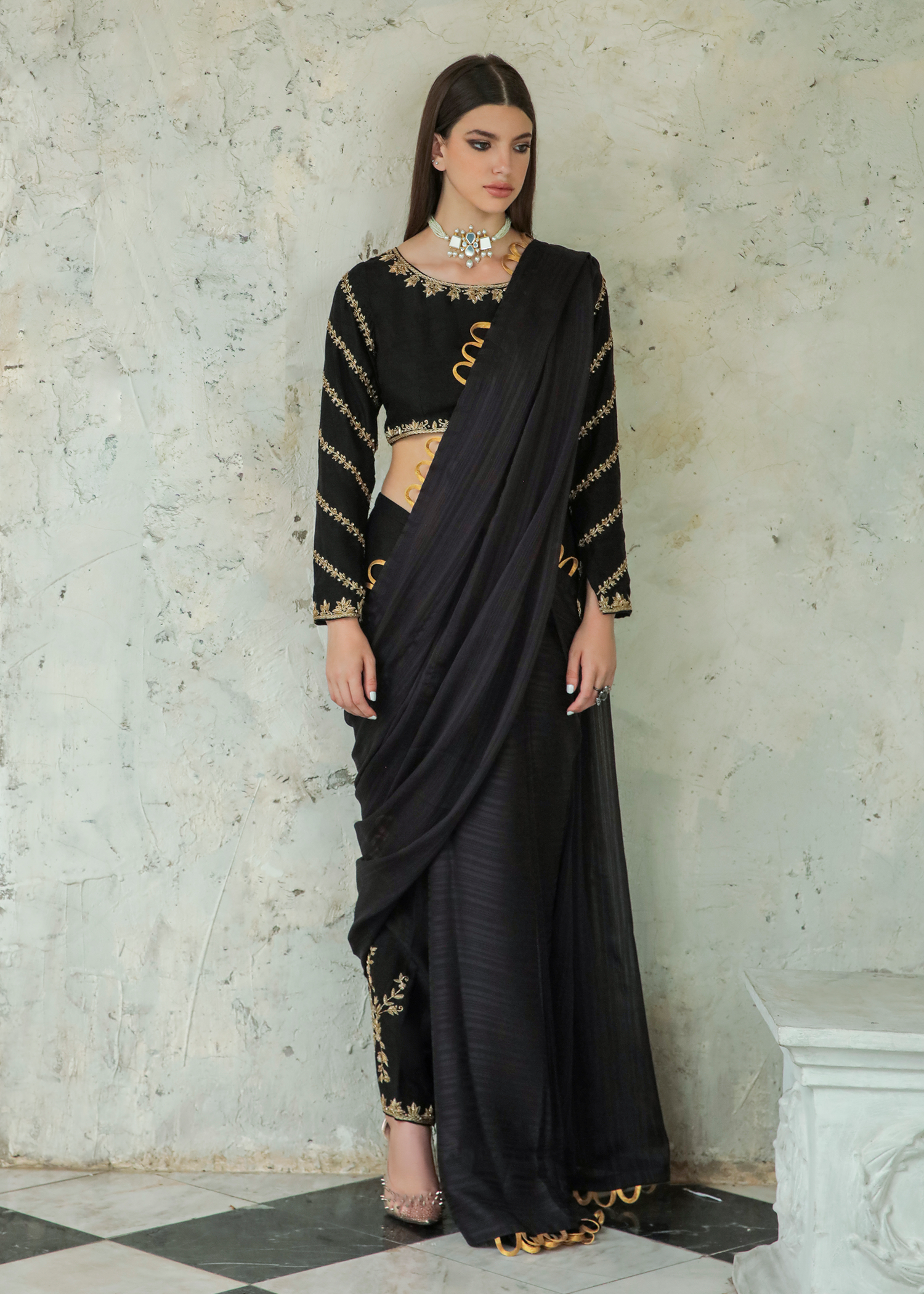 Purple Haze Pret Studio | Apsara Formals | Black Saree Pants