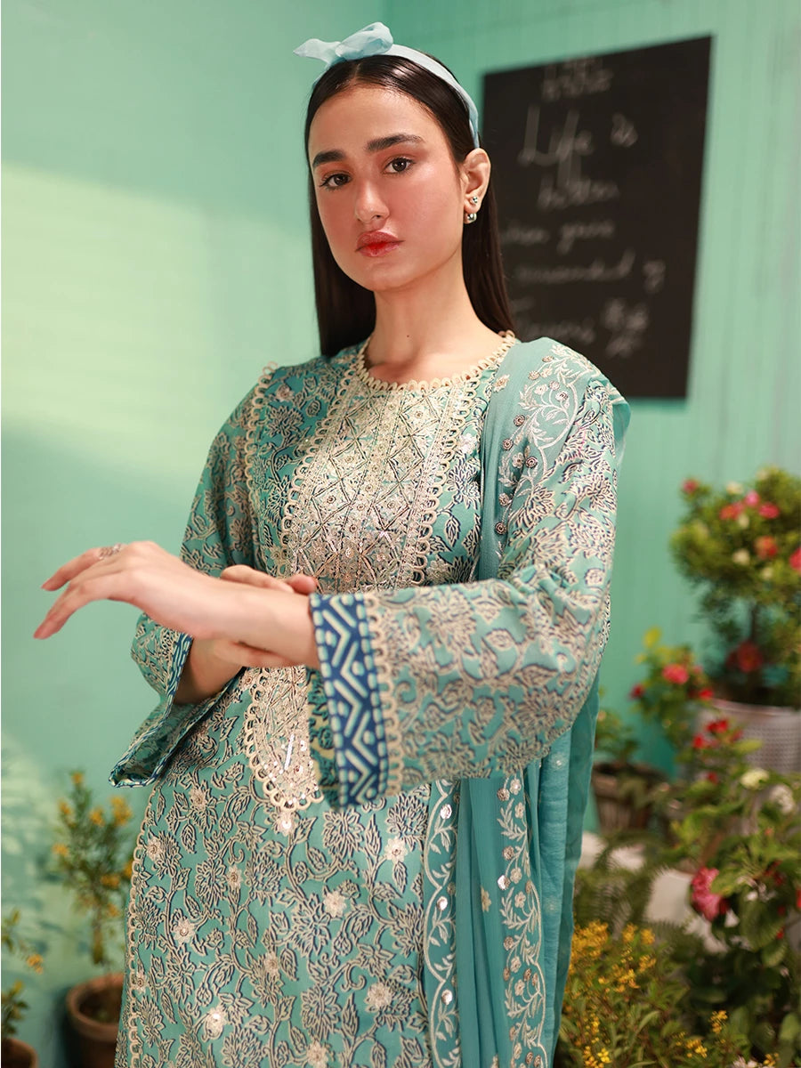 Salitex | Izel Lawn 24 | SKY BLOOM - LUXURY LAWN EMBROIDERED SUIT