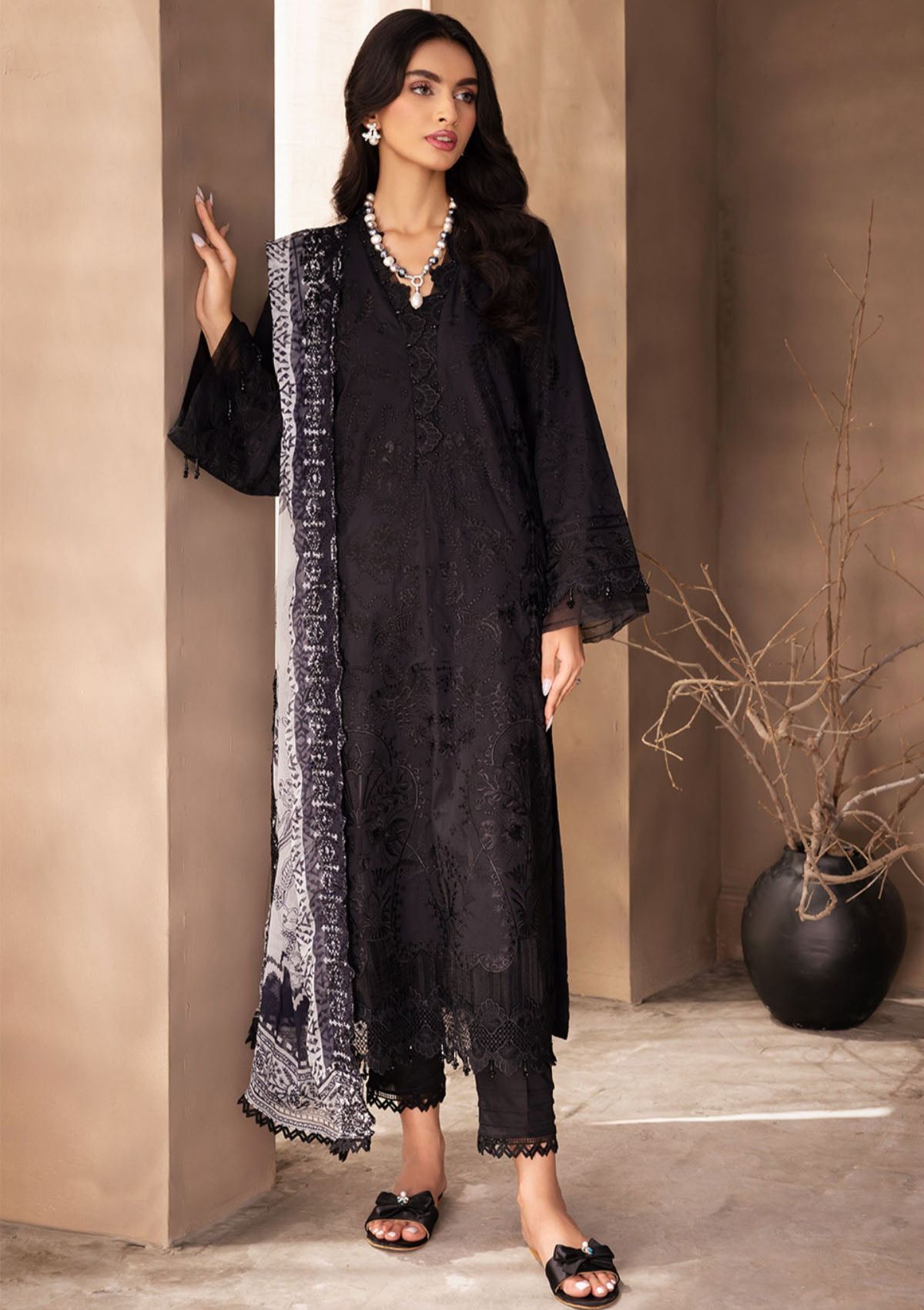 Lawn Collection - Nureh - Koyal - Monochrome - B#02 - Official Nureh - Agha Fabrics UK